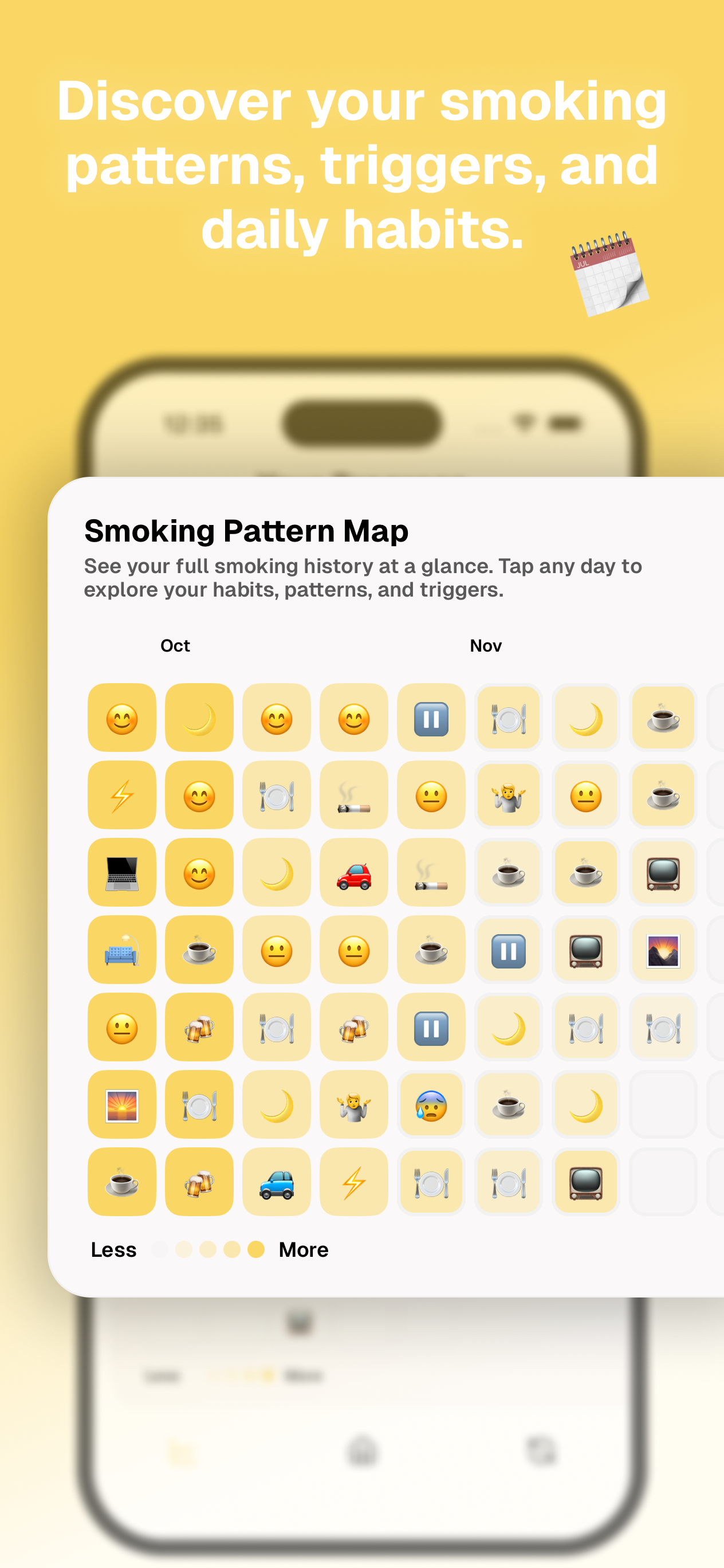 QSmoking app interface screenshot 4 - iPhone view showing smoking tracking and reduction features