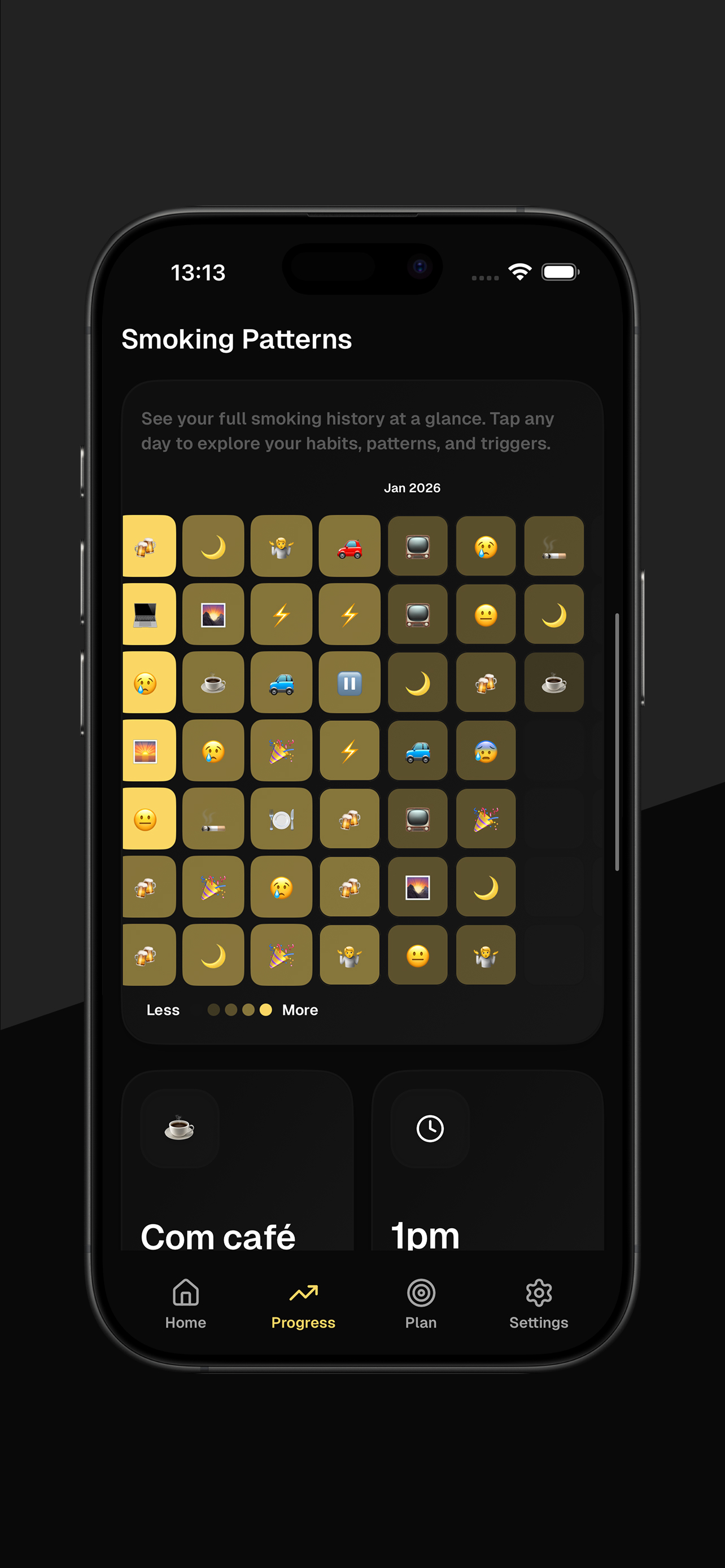 QSmoking app interface screenshot 5 - iPhone view showing smoking tracking and reduction features