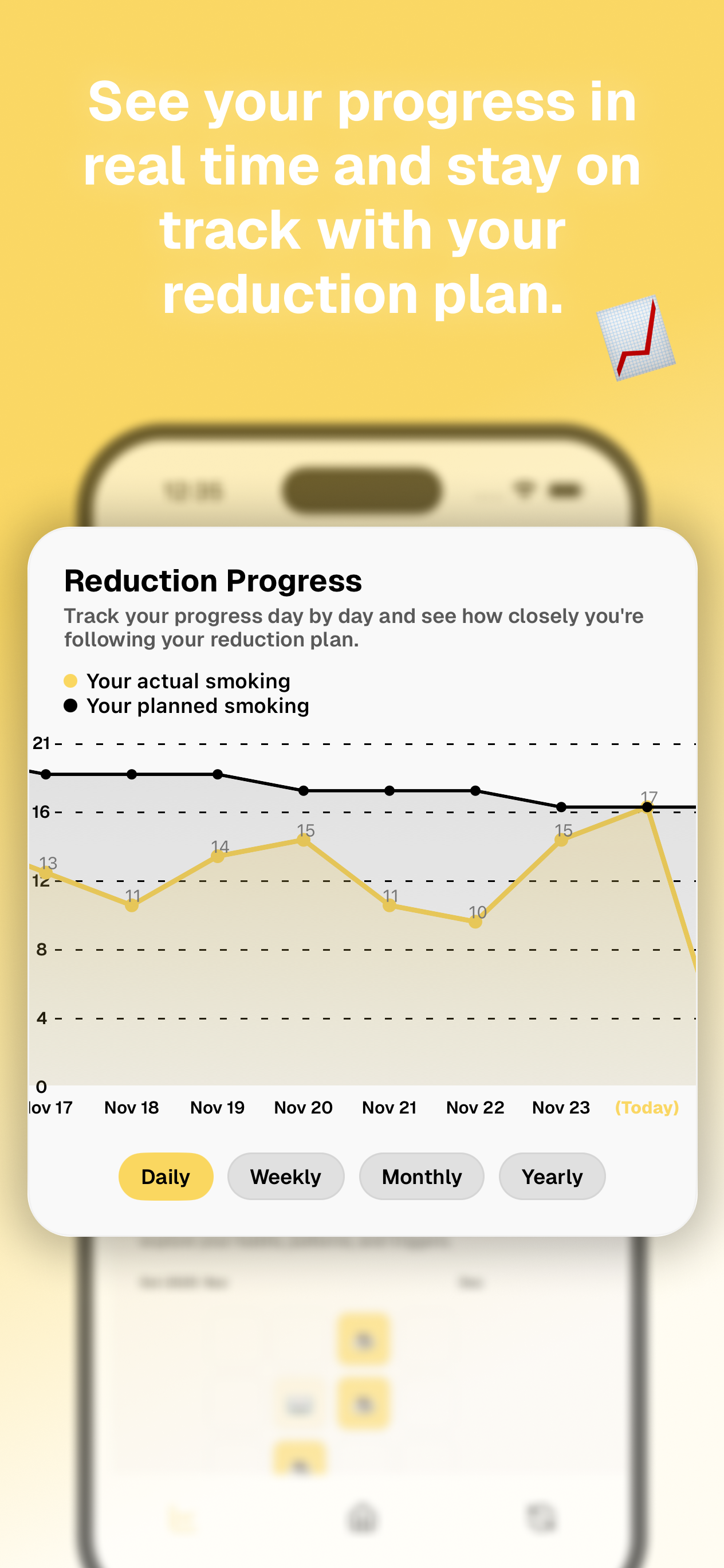 QSmoking app interface screenshot 5 - iPhone view showing smoking tracking and reduction features